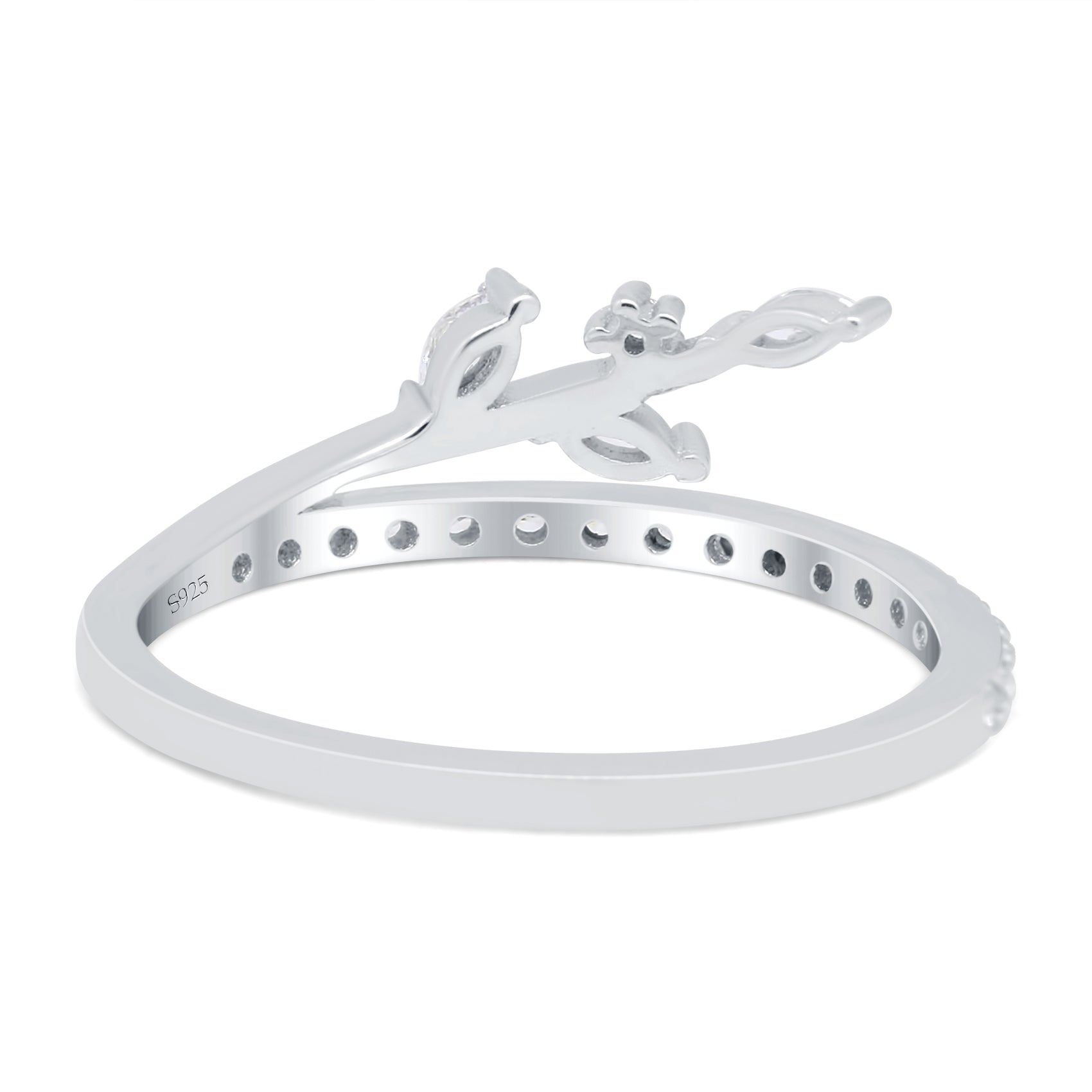 Half Eternity Fashion Ring Marquise Simulated Cubic Zirconia 925 Sterling Silver (9mm)