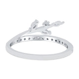 Half Eternity Fashion Ring Marquise Simulated Cubic Zirconia 925 Sterling Silver (9mm)