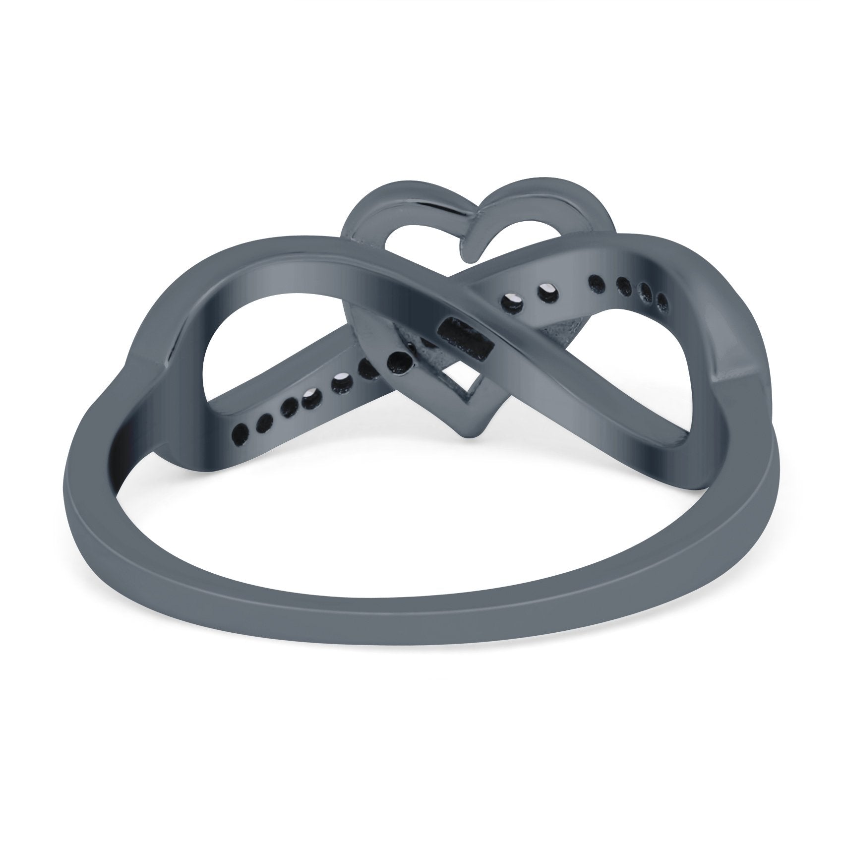 Infinity Two-Tone Heart Promise Ring Round Simulated Cubic Zirconia 925 Sterling Silver (8mm)