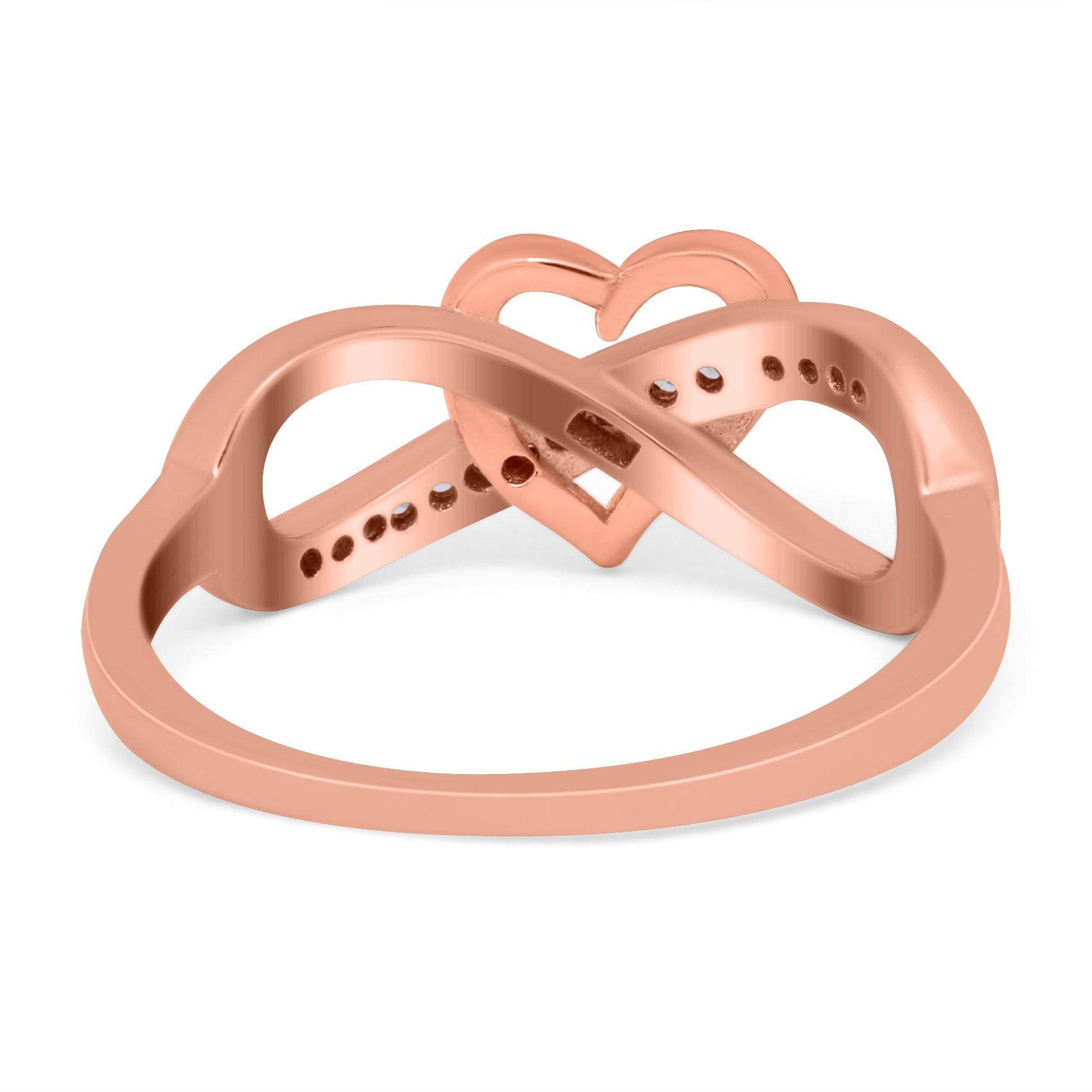 Infinity Two-Tone Heart Promise Ring Round Simulated Cubic Zirconia 925 Sterling Silver (8mm)