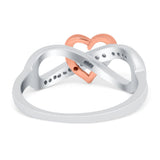 Infinity Two-Tone Heart Promise Ring Round Simulated Cubic Zirconia 925 Sterling Silver (8mm)
