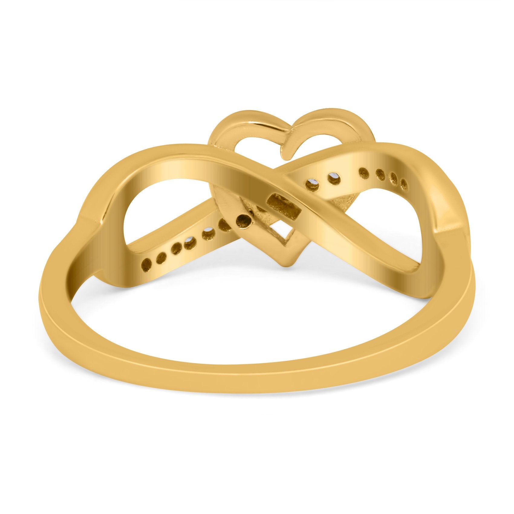 Infinity Two-Tone Heart Promise Ring Round Simulated Cubic Zirconia 925 Sterling Silver (8mm)