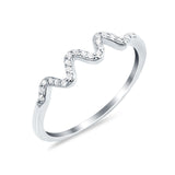 New Wave Band Ring Round Eternity Simulated Cubic Zirconia 925 Sterling Silver