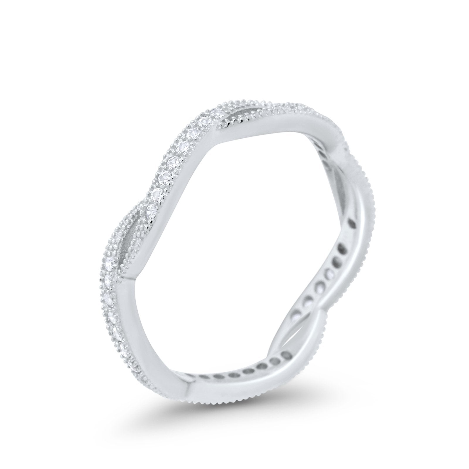 Twisted Eternity Wedding Ring 925 Sterling Silver