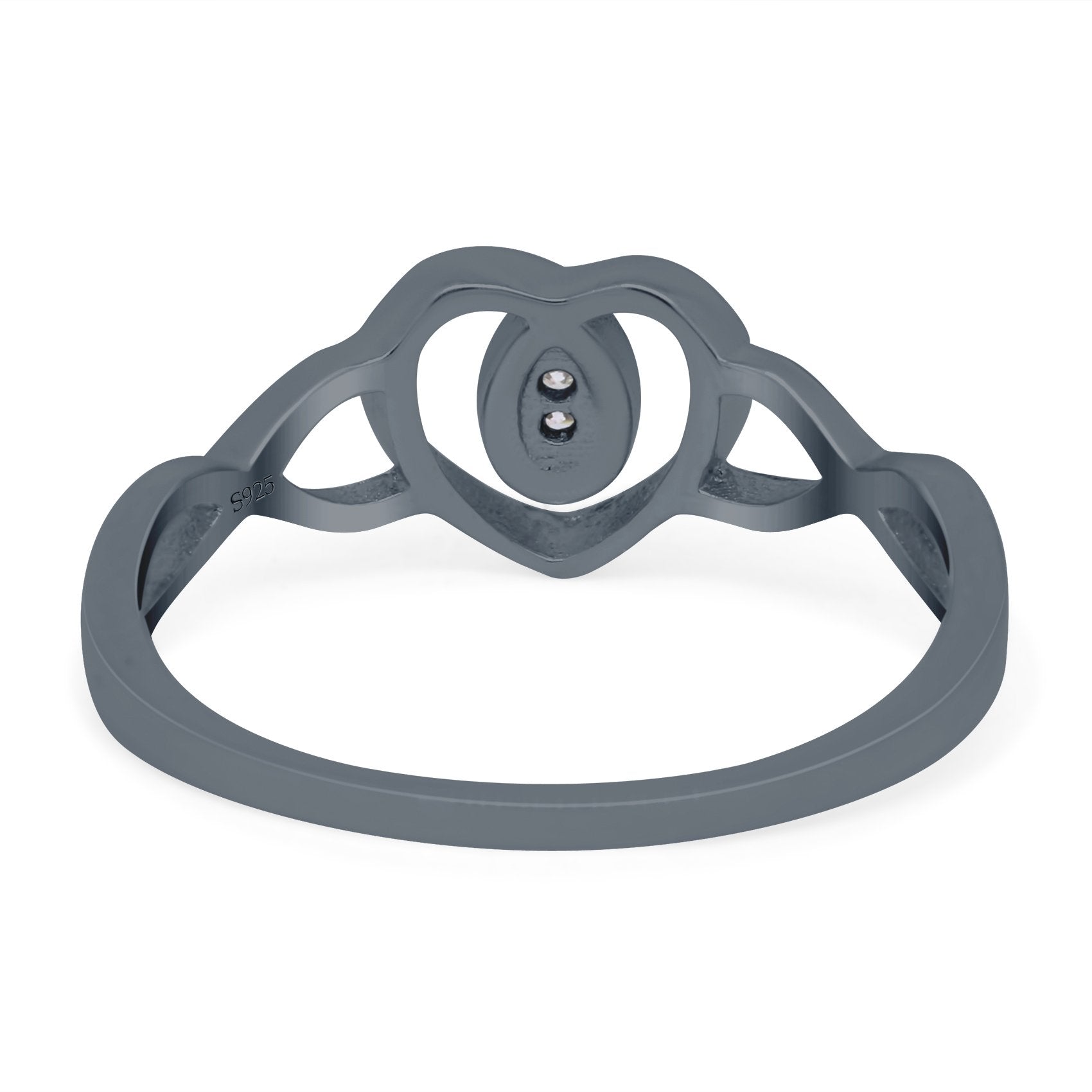 Fashion Heart Promise Ring Infinity Shank Round Simulated Cubic Zirconia 925 Sterling Silver (9mm)