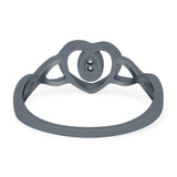 Fashion Heart Promise Ring Infinity Shank Round Simulated Cubic Zirconia 925 Sterling Silver (9mm)