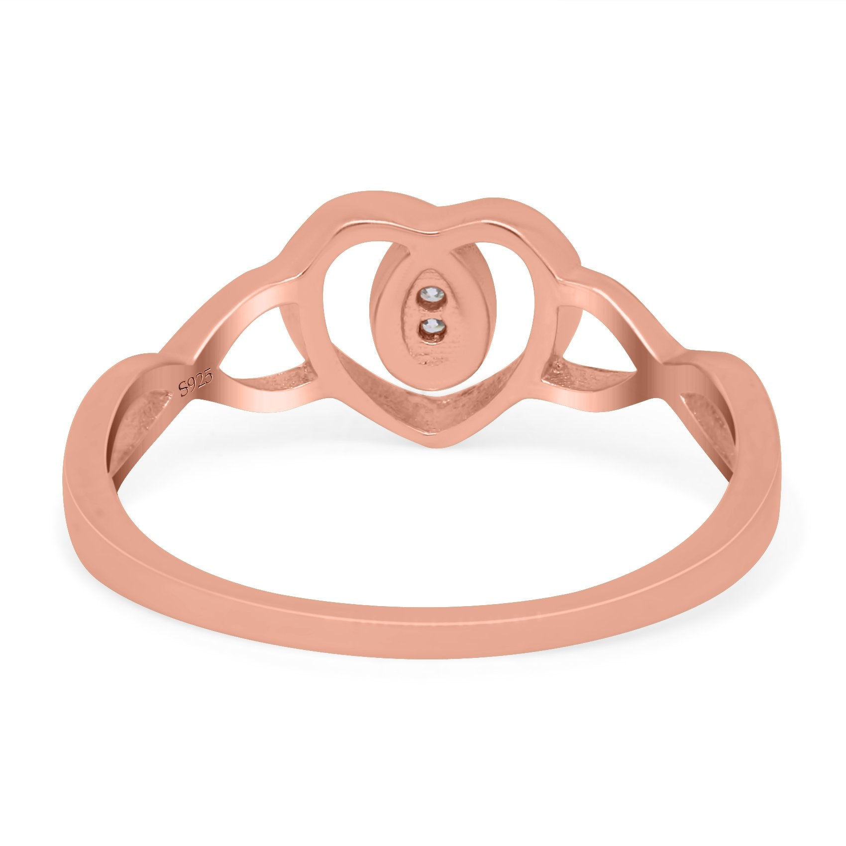 Fashion Heart Promise Ring Infinity Shank Round Simulated Cubic Zirconia 925 Sterling Silver (9mm)