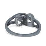 Double Heart Promise Ring Split Shank Round Simulated Cubic Zirconia 925 Sterling Silver