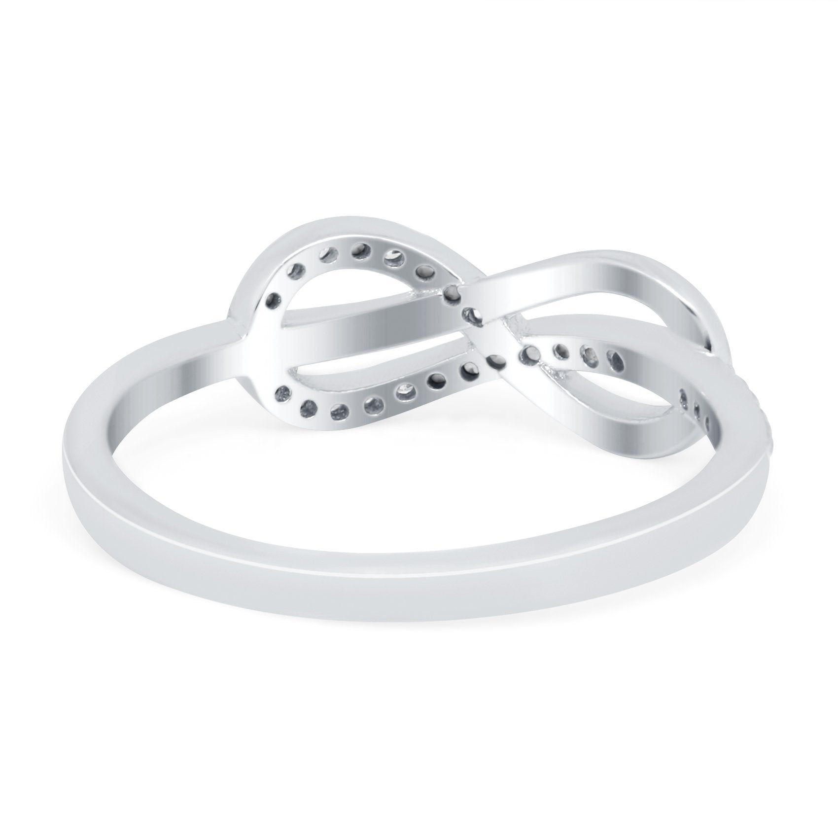 Tangled Knot Infinity Ring Round Simulated Cubic Zirconia 925 Sterling Silver (6mm)