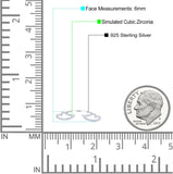 Angel Wings Ring Round Simulated Cubic Zirconia 925 Sterling Silver (6mm)