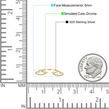 Angel Wings Ring Round Simulated Cubic Zirconia 925 Sterling Silver (6mm)