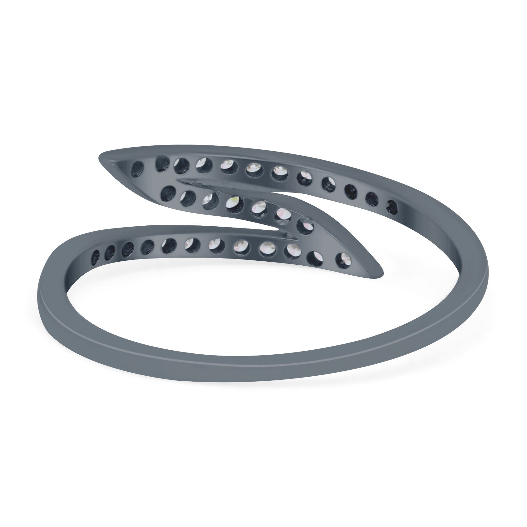 Fashion Half Eternity Ring Round Simulated Cubic Zirconia 925 Sterling Silver (5mm)