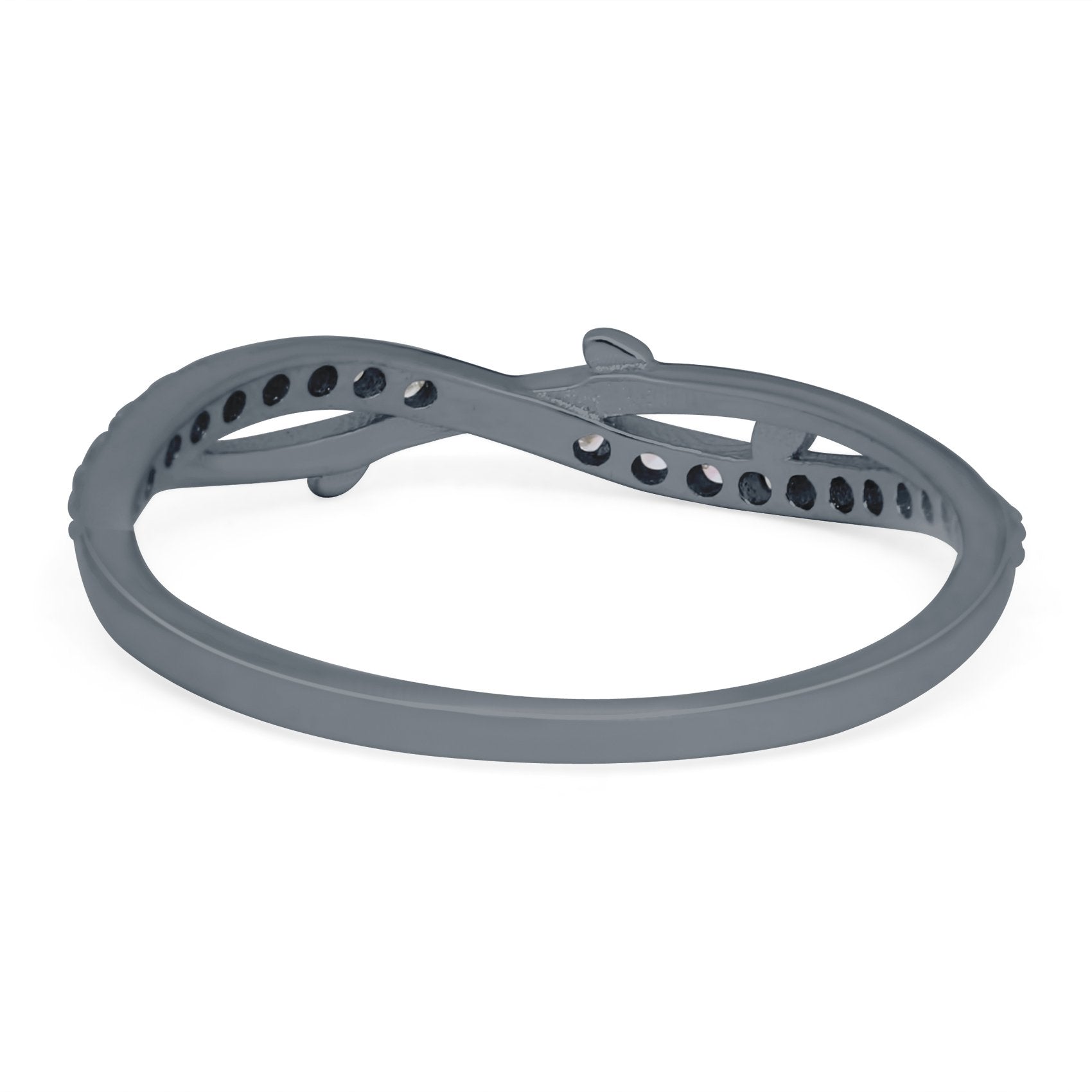 Fashion Crisscross Half Eternity Ring Band Round 4mm Simulated Cubic Zirconia 925 Sterling Silver