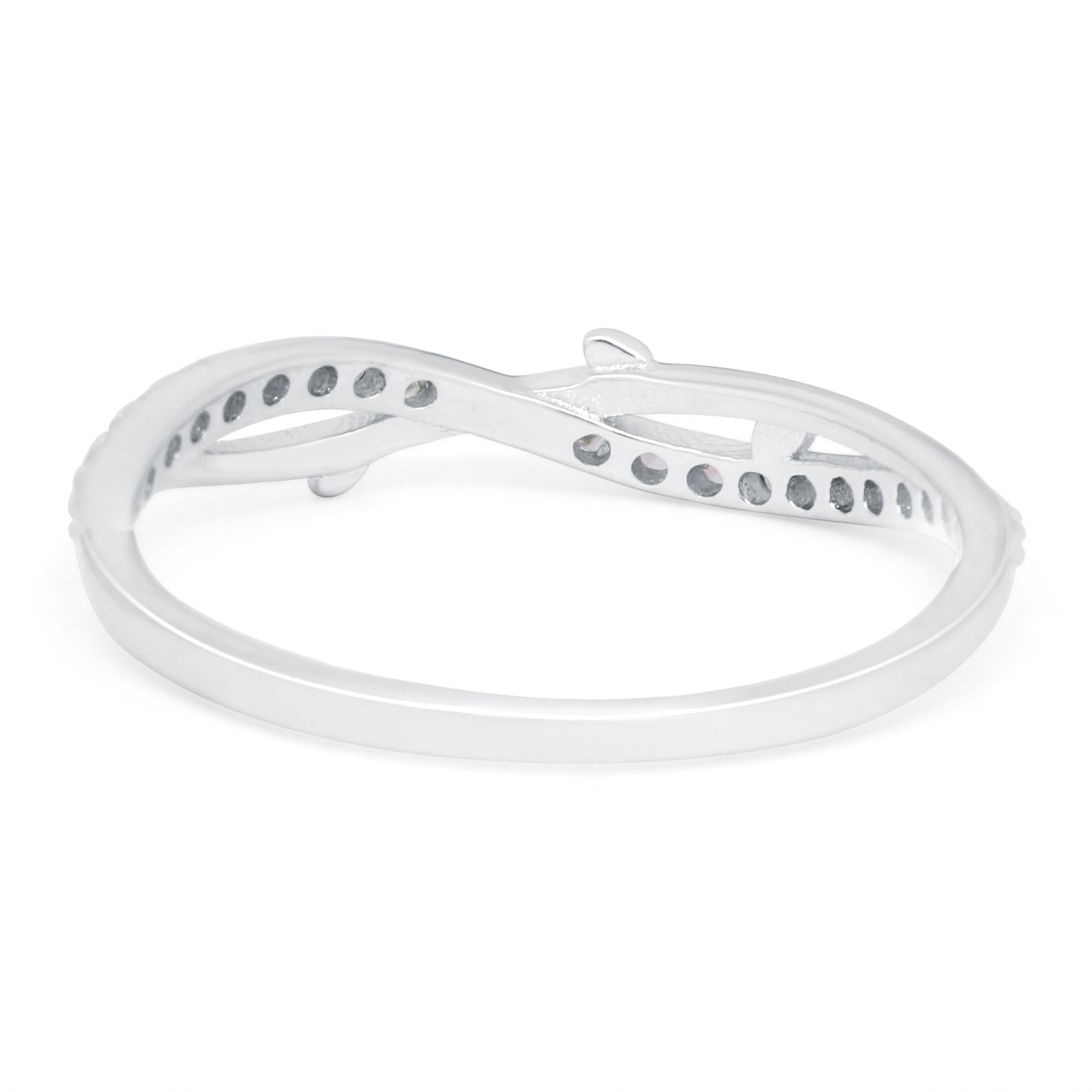 Fashion Crisscross Half Eternity Ring Band Round 4mm Simulated Cubic Zirconia 925 Sterling Silver