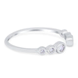 Half Eternity Ring Band Bezel Set Round Simulated Cubic Zirconia 925 Sterling Silver (4mm)