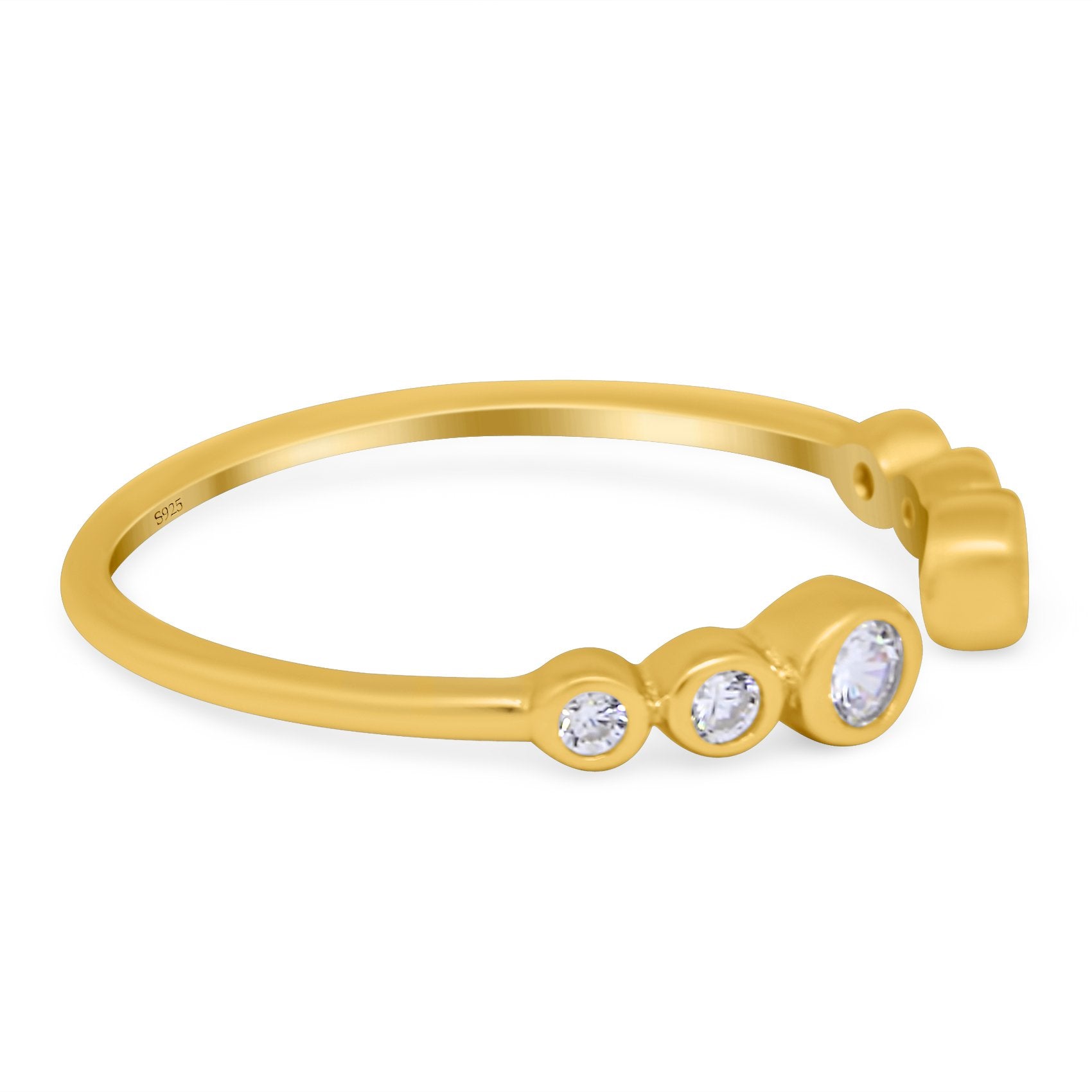 Half Eternity Ring Band Bezel Set Round Simulated Cubic Zirconia 925 Sterling Silver (4mm)