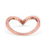 Half Eternity V Chevron Midi Ring Simulated Cubic Zirconia 925 Sterling Silver