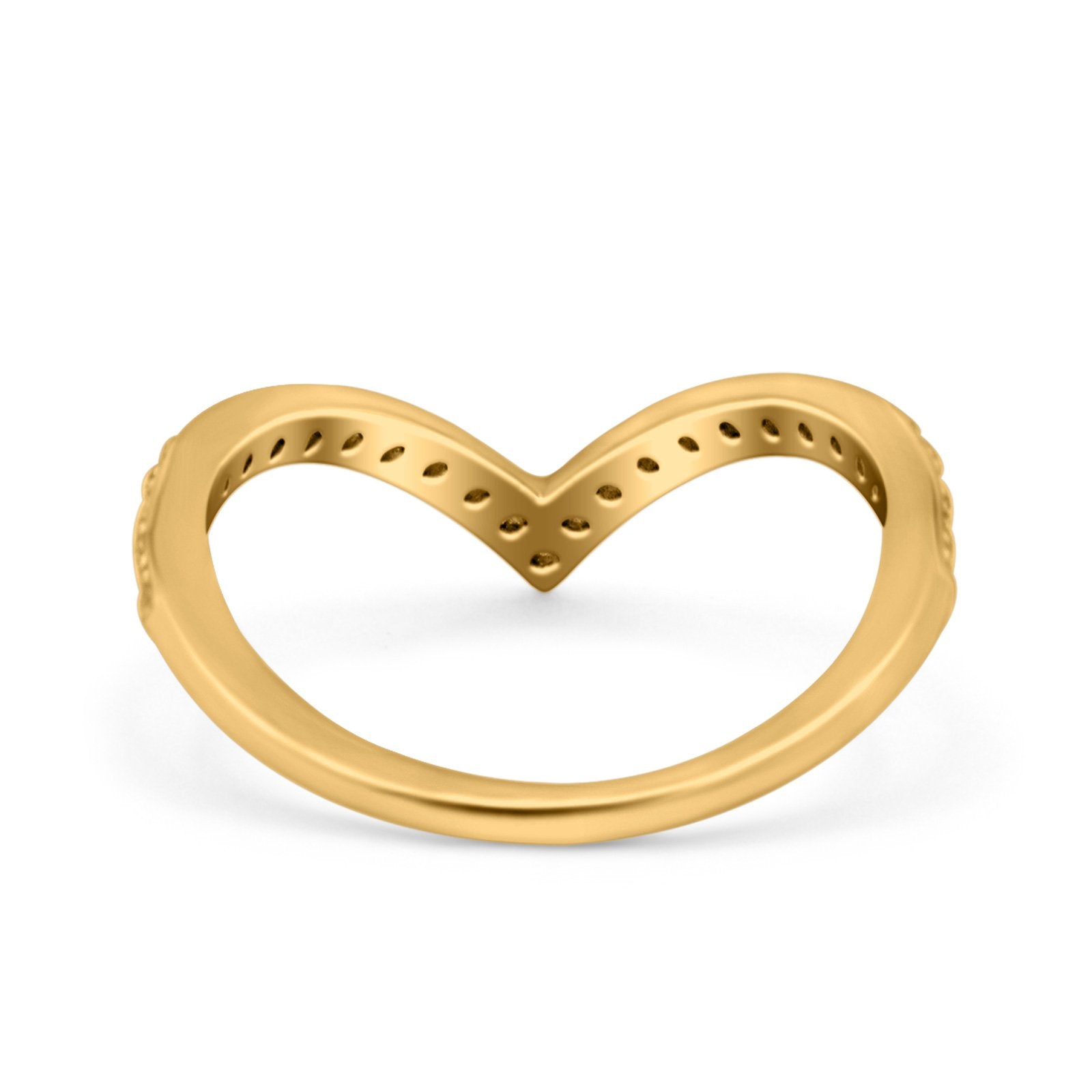 Half Eternity V Chevron Midi Ring Simulated Cubic Zirconia 925 Sterling Silver