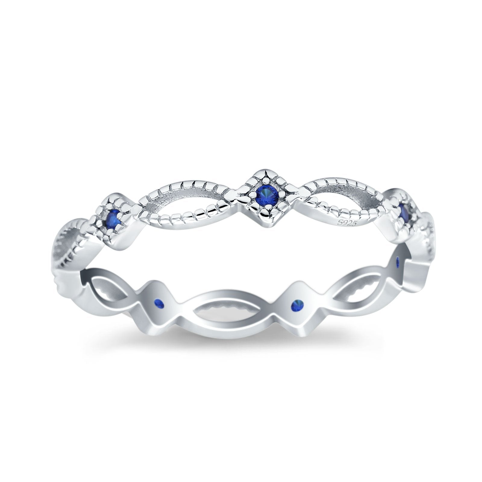 Eternity Style 3mm Wedding Band Ring Round Simulated Cubic Zirconia 925 Sterling Silver