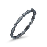 Eternity Ring Wedding Engagement Band Round Simulated Cubic Zirconia 925 Sterling Silver (1.8mm)