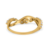 Infinity Crisscross Band Eternity Ring Round Simulated CZ 925 Sterling Silver