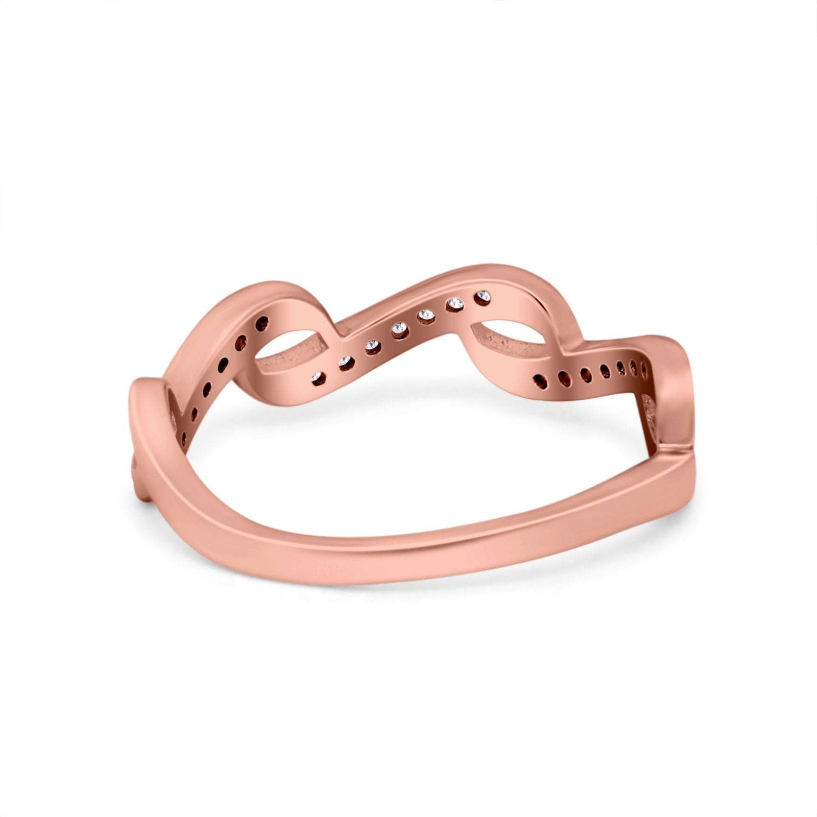 Abstract Wave Thumb Ring Band Round Eternity Simulated CZ 925 Sterling Silver