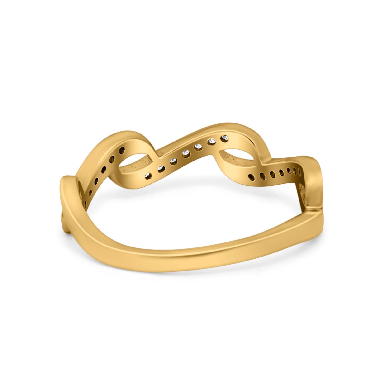 Abstract Wave Thumb Ring Band Round Eternity Simulated CZ 925 Sterling Silver