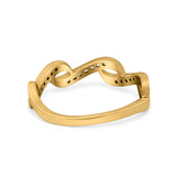 Abstract Wave Thumb Ring Band Round Eternity Simulated CZ 925 Sterling Silver