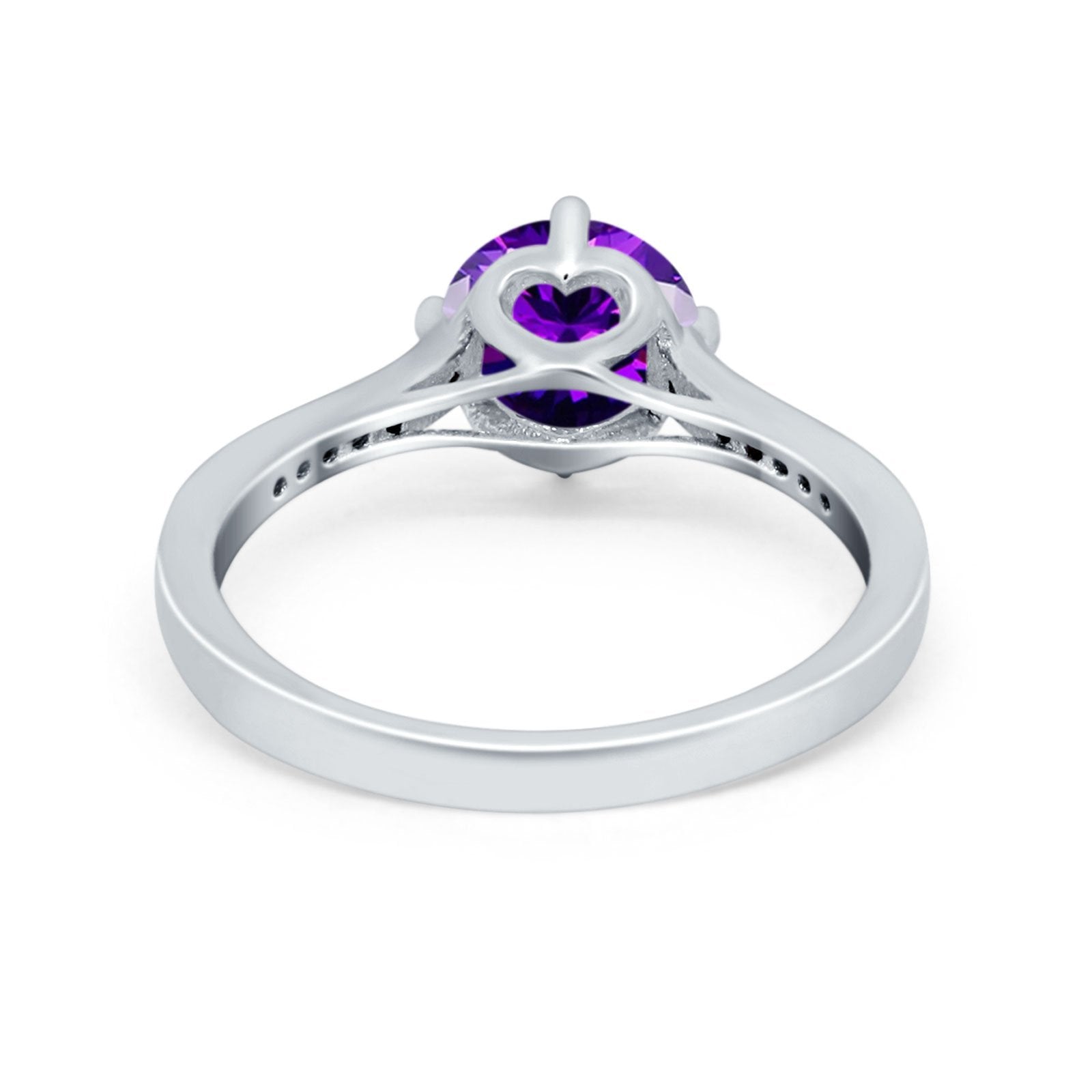 Solitaire Art Deco Wedding Ring Round Simulated Cubic Zirconia 925 Sterling Silver