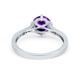 Solitaire Art Deco Wedding Ring Round Simulated Cubic Zirconia 925 Sterling Silver