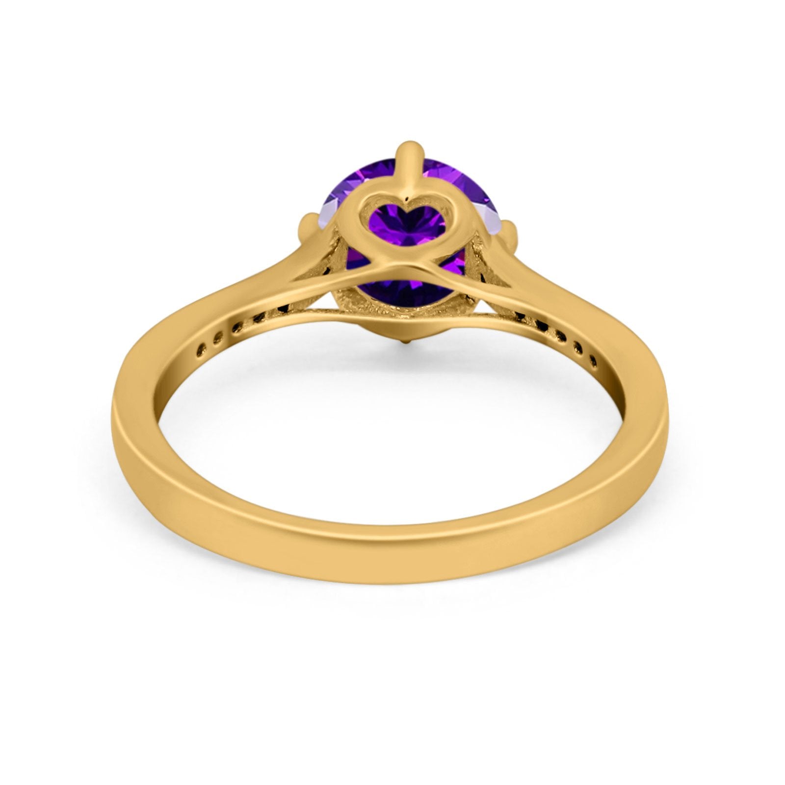 Solitaire Art Deco Wedding Ring Round Simulated Cubic Zirconia 925 Sterling Silver