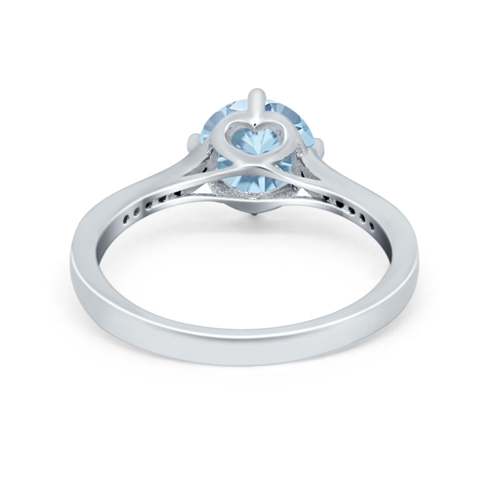 Solitaire Art Deco Wedding Ring Round Simulated Cubic Zirconia 925 Sterling Silver