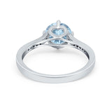 Solitaire Art Deco Wedding Ring Round Simulated Cubic Zirconia 925 Sterling Silver