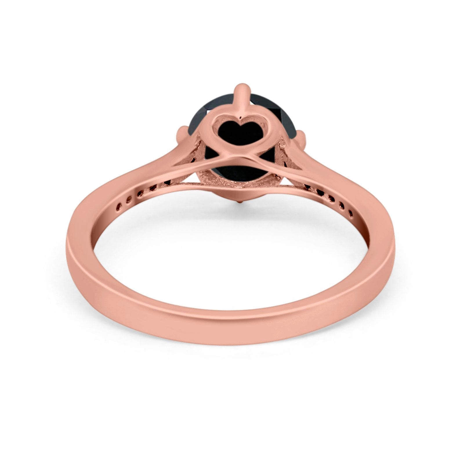 Solitaire Art Deco Wedding Ring Round Simulated Cubic Zirconia 925 Sterling Silver