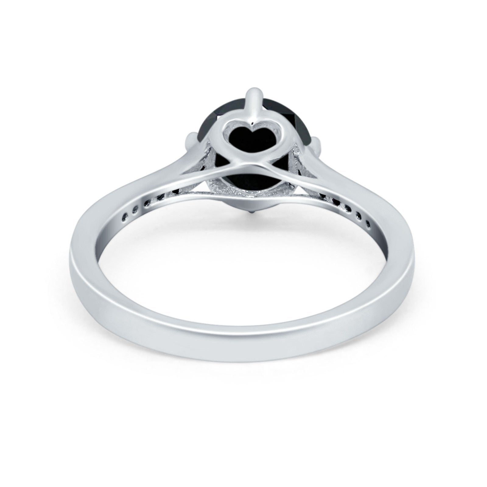 Solitaire Art Deco Wedding Ring Round Simulated Cubic Zirconia 925 Sterling Silver