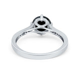 Solitaire Art Deco Wedding Ring Round Simulated Cubic Zirconia 925 Sterling Silver