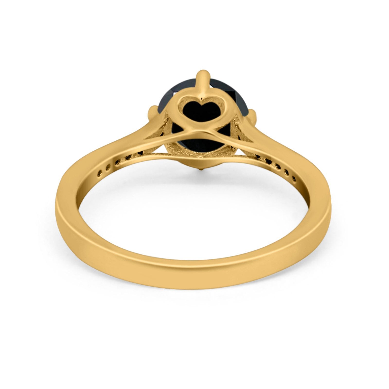 Solitaire Art Deco Wedding Ring Round Simulated Cubic Zirconia 925 Sterling Silver