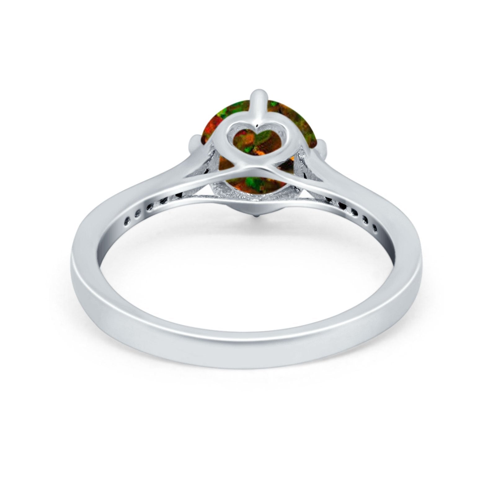 Solitaire Art Deco Wedding Ring Round Simulated Cubic Zirconia 925 Sterling Silver