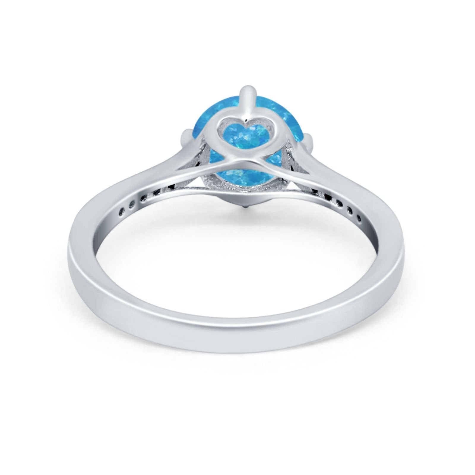 Solitaire Art Deco Wedding Ring Round Simulated Cubic Zirconia 925 Sterling Silver