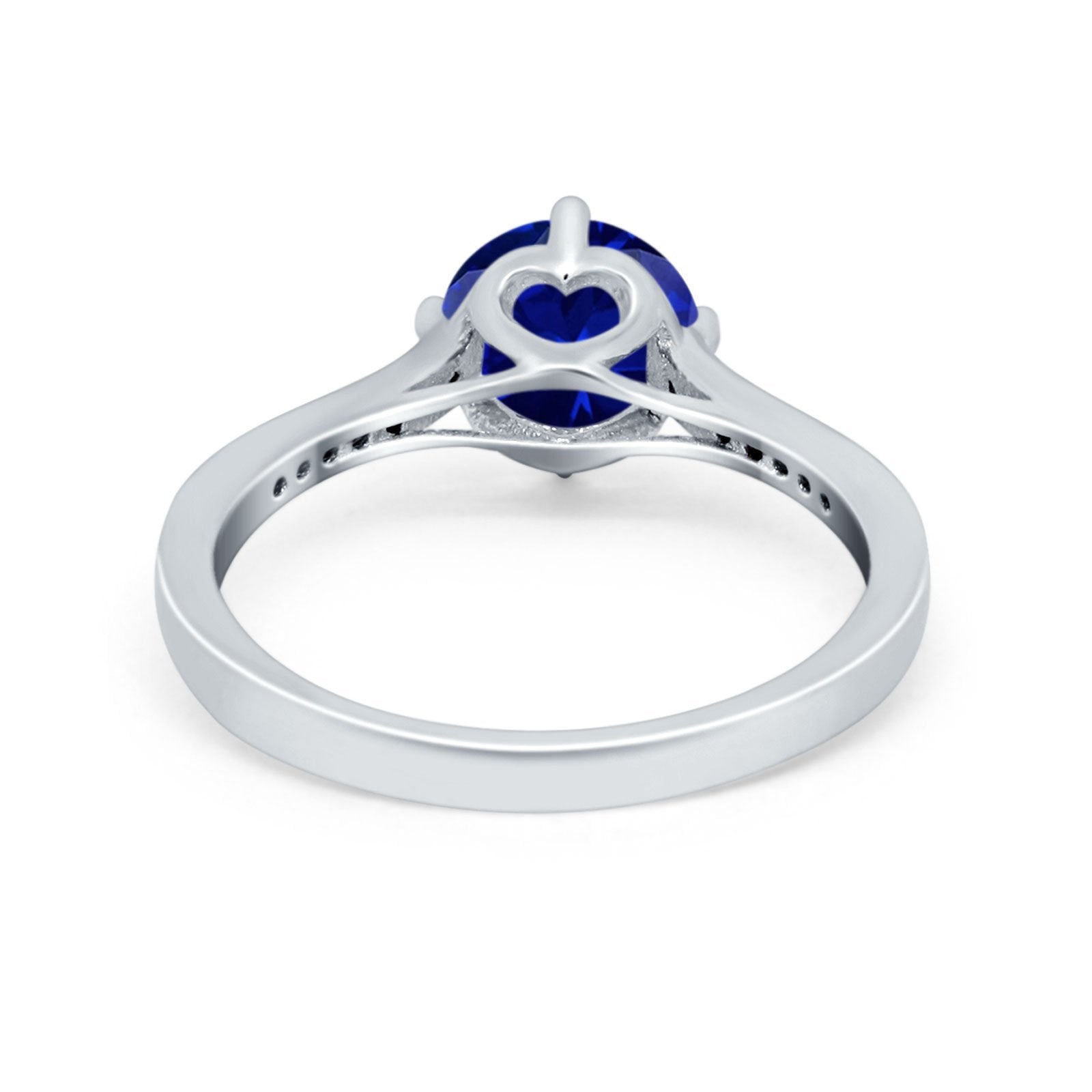 Solitaire Art Deco Wedding Ring Round Simulated Cubic Zirconia 925 Sterling Silver