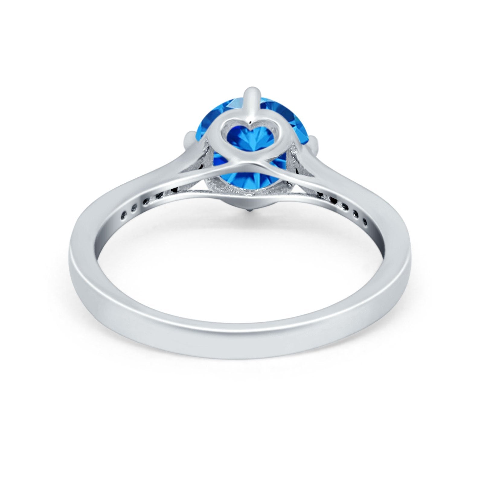 Solitaire Art Deco Wedding Ring Round Simulated Cubic Zirconia 925 Sterling Silver