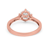 Solitaire Art Deco Wedding Ring Round Simulated Cubic Zirconia 925 Sterling Silver