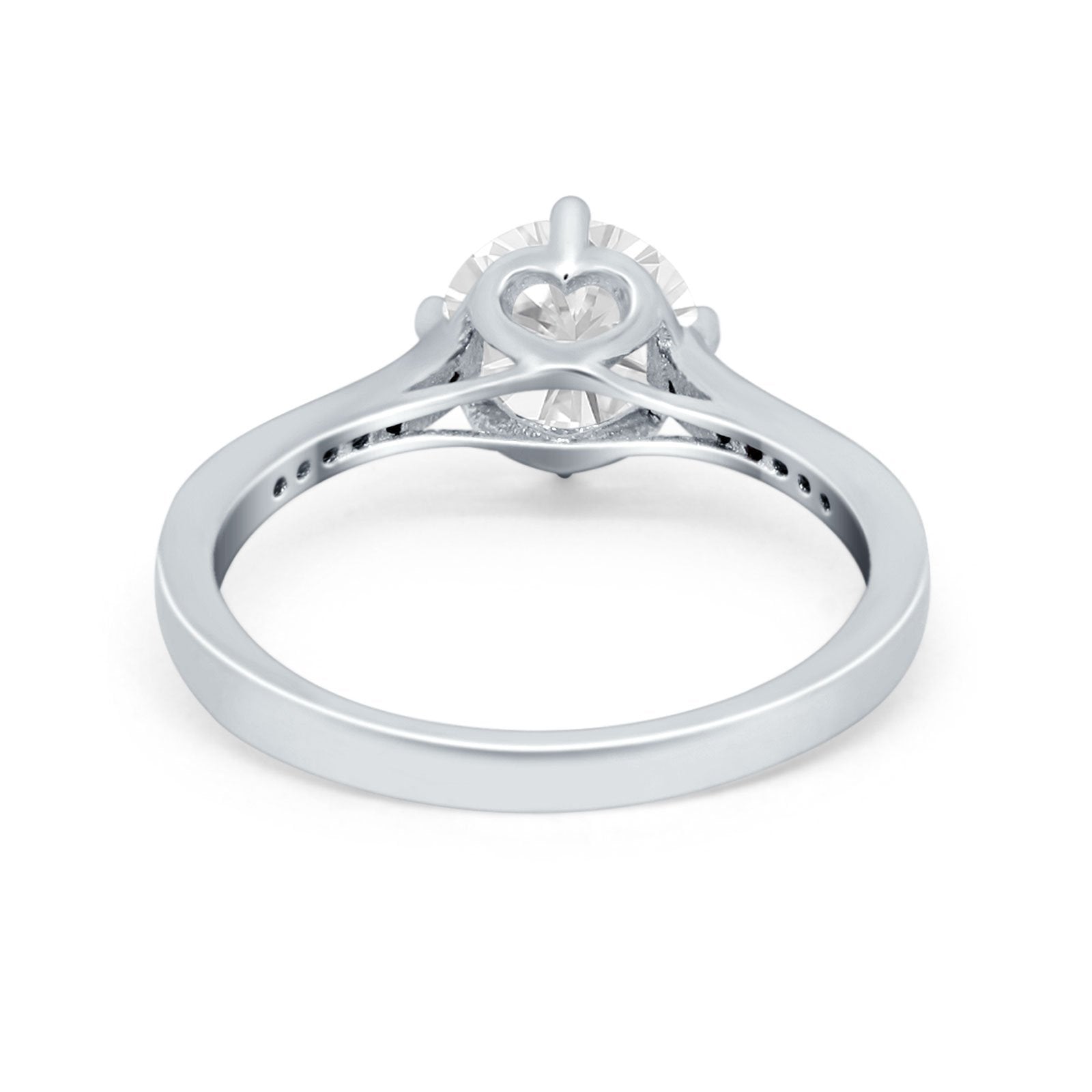 Solitaire Art Deco Wedding Ring Round Simulated Cubic Zirconia 925 Sterling Silver