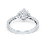 Solitaire Art Deco Wedding Ring Round Simulated Cubic Zirconia 925 Sterling Silver