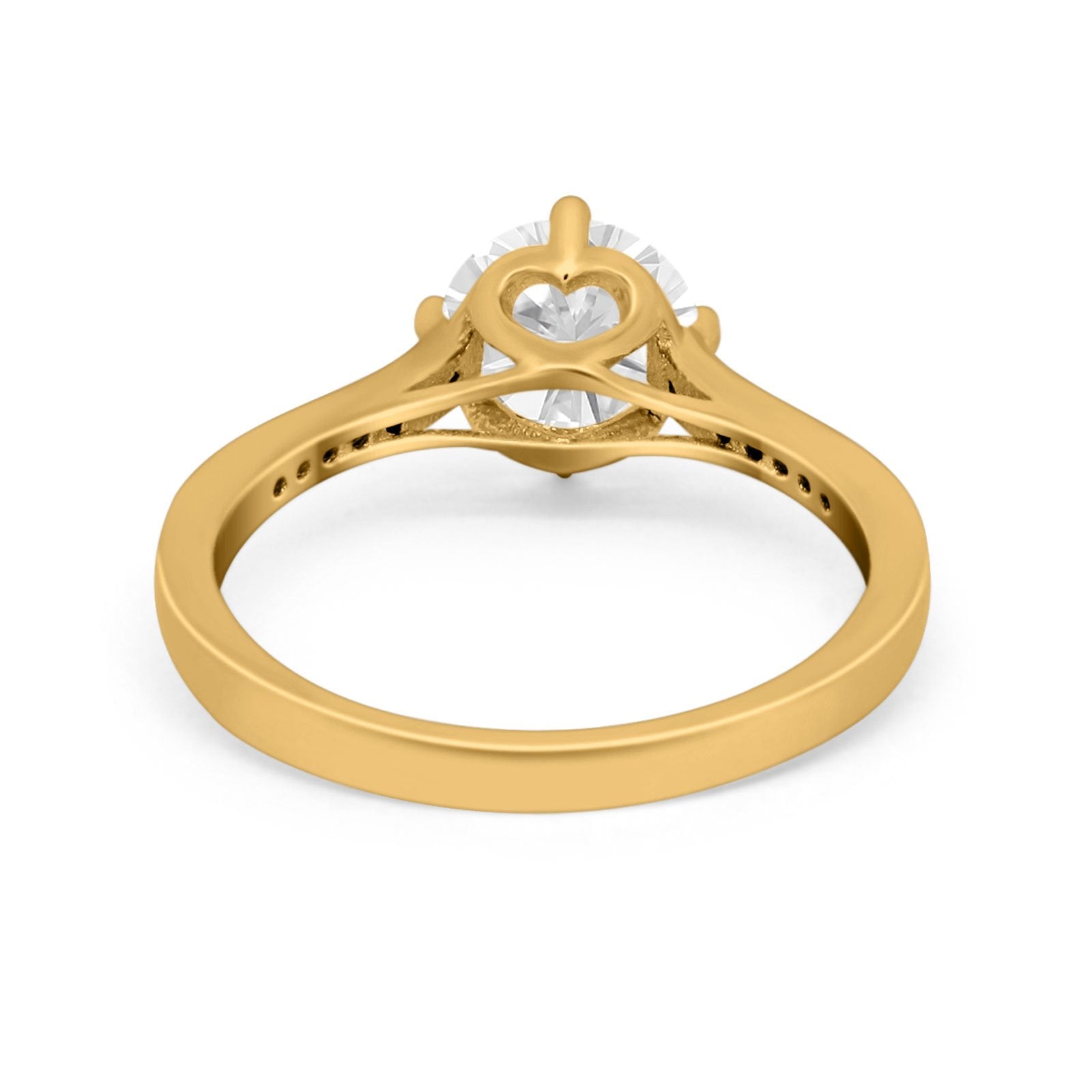 Solitaire Art Deco Wedding Ring Round Simulated Cubic Zirconia 925 Sterling Silver