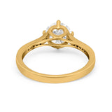 Solitaire Art Deco Wedding Ring Round Simulated Cubic Zirconia 925 Sterling Silver