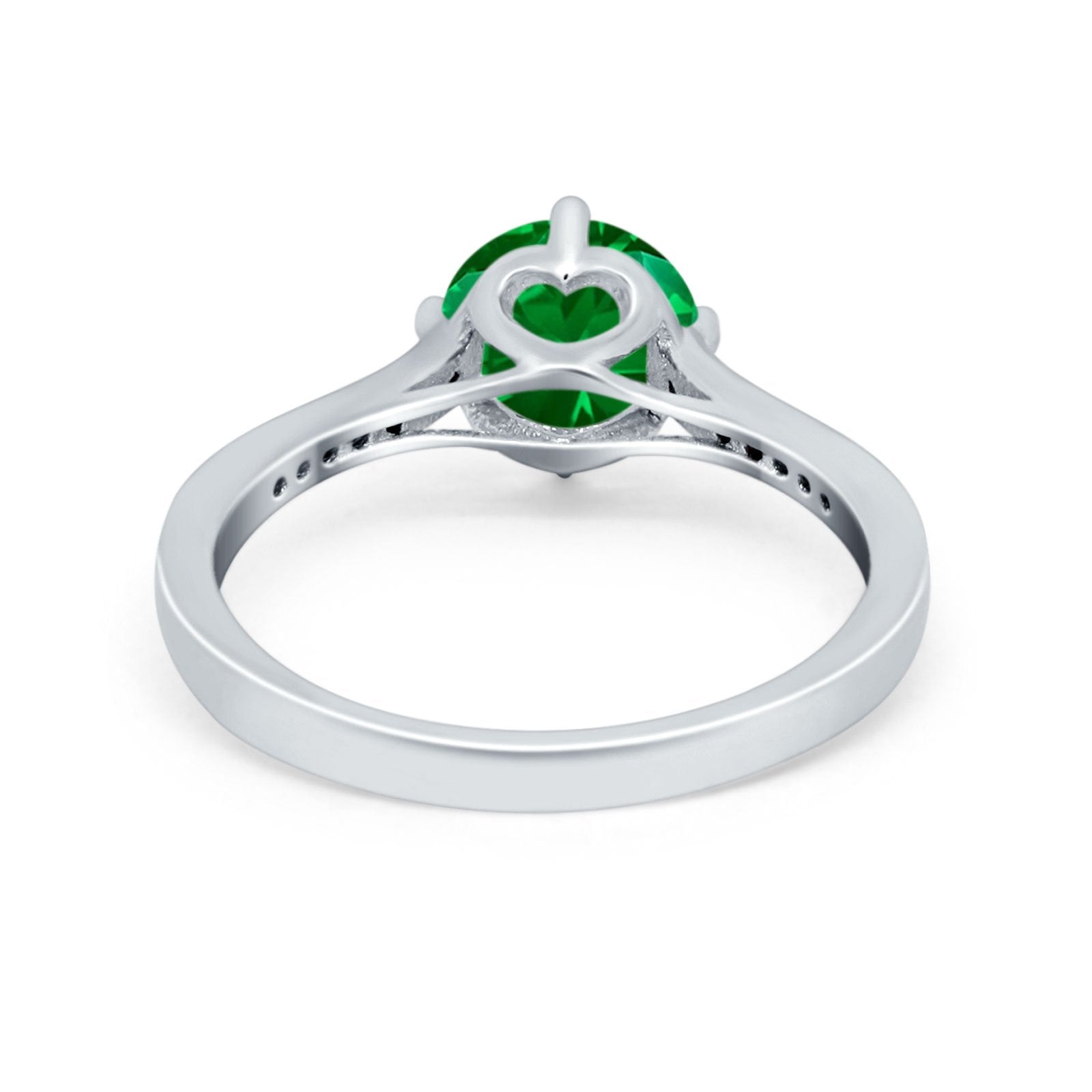 Solitaire Art Deco Wedding Ring Round Simulated Cubic Zirconia 925 Sterling Silver