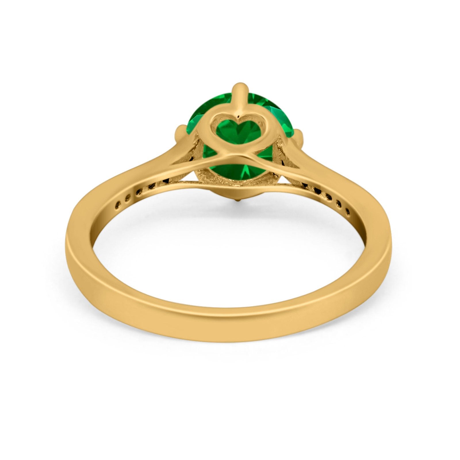 Solitaire Art Deco Wedding Ring Round Simulated Cubic Zirconia 925 Sterling Silver