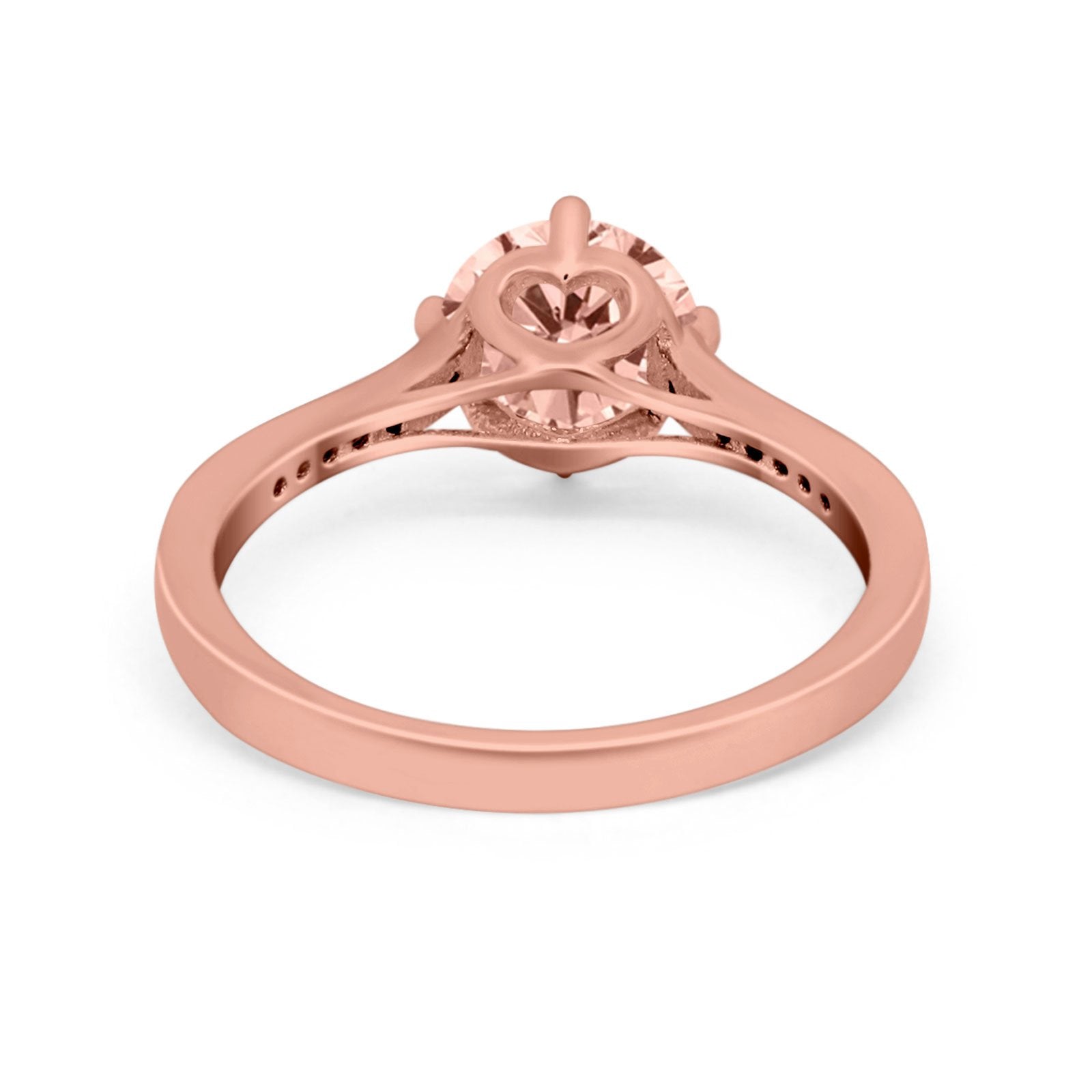 Solitaire Art Deco Wedding Ring Round Simulated Cubic Zirconia 925 Sterling Silver