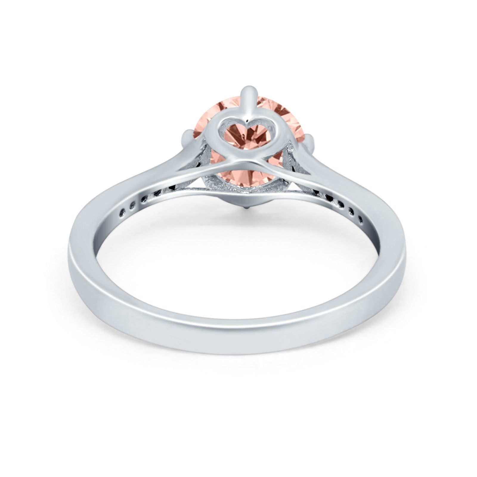 Solitaire Art Deco Wedding Ring Round Simulated Cubic Zirconia 925 Sterling Silver